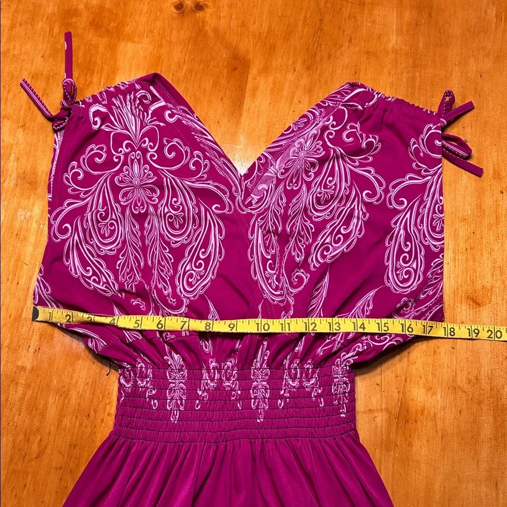 Jon & Anna Magenta Abstract Paisley Floral Print Smocked Maxi Dress Boho Summer - Picture 7 of 8